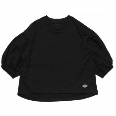 T/C天竺袖ローン8分袖Tシャツ ブラック
