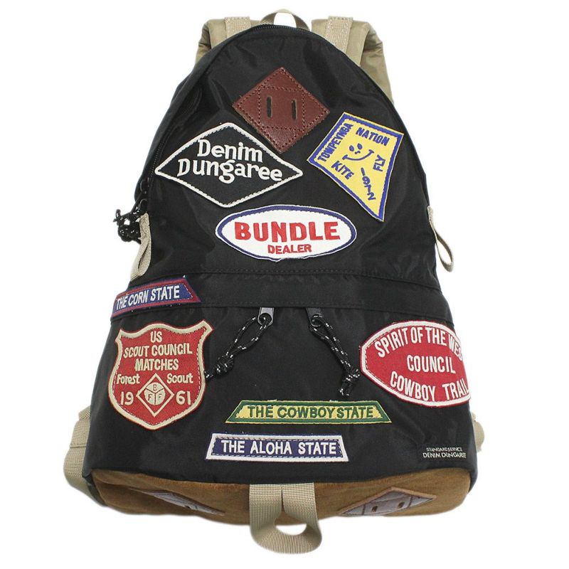 美品デニム＆ダンガリーワッペン付きバックパック DENIM DUNGAREEワッペンツキトートBAG - koguma online shop