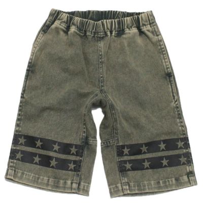 製品染めストレッチツイルハーフパンツ D.グリーン