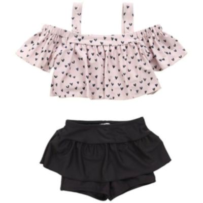 GIRL’S 水着 オフショルダーセットアップ ハート(HT)