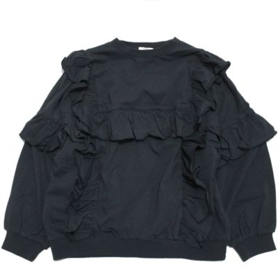 フリル長袖BIGTシャツ ブラック(BK)