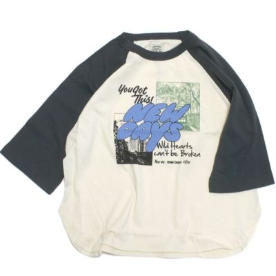 プリントラグラン7分袖Tシャツ ブラック(BK)