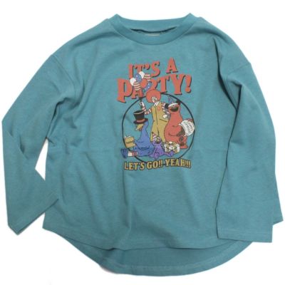 IT’S PARTYプリント長袖Tシャツ ターコイズブルー(TB)