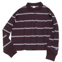 LONG SLEEVE　ボーダーポロシャツ バーガンディ(109)