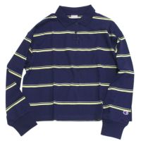 LONG SLEEVE　ボーダーポロシャツ カーボンブルー(395)