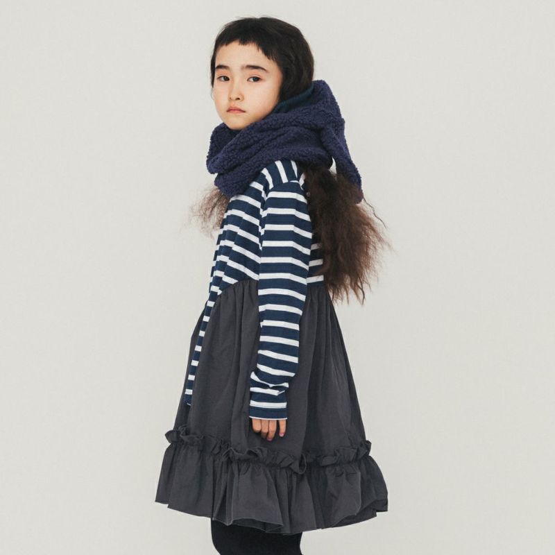 ヌヌフォルム] ボーダーフリルロンT ネイビー ｜子供服の通販