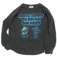 スラブ天竺オールドゲームラウンドTシャツ チャコールグレー