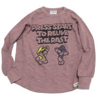 スラブ天竺オールドゲームラウンドTシャツ アッシュピンク