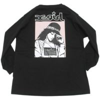 ガールバックプリント長袖Tシャツ クロ(80)