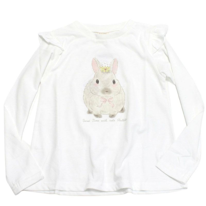 ラ ポシェ ビスキュイ] ウサギフリルTシャツ オフホワイト(OW