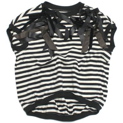 ボーダーテンジク メニーリボン TEE 2BK黒