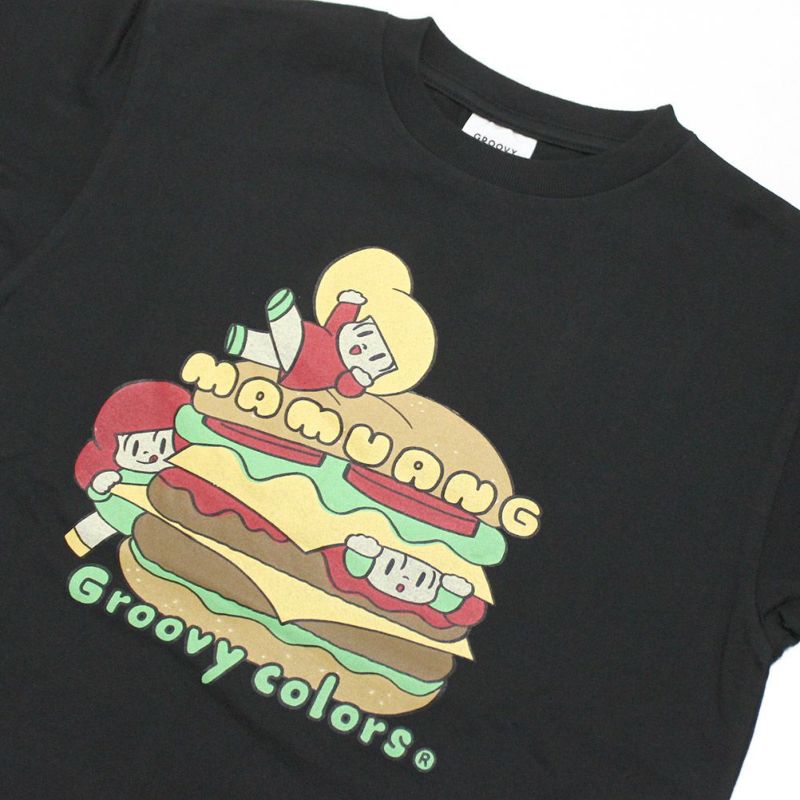 グルーヴィーカラーズ] テンジク マムアン BURGER BIG TEE 2BK黒