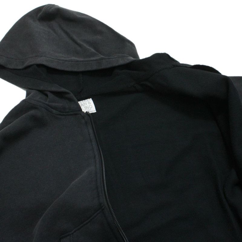 オーシャン＆グラウンド] ユーズドウォッシュジップパーカー ブラック