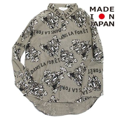 dans la foret check print シャツ チェックブラックホワイト