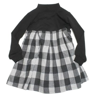 裏毛ブロックチェックワンピース クロ系(24)