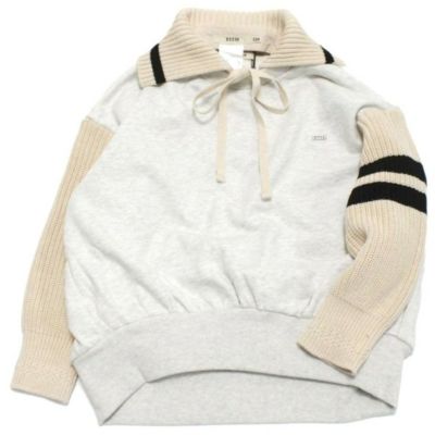 ウラケ×ニット ツケエリ L/S スウェット 1W白