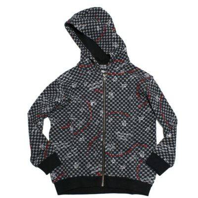 総柄BIG ZIPパーカー クロ(5)